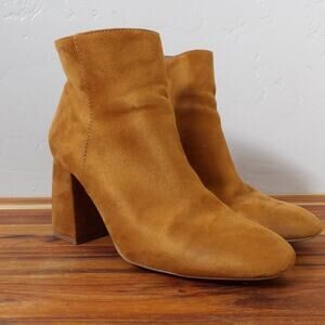 Stradivarius Boots EUR‎ 38 Carmel Suede Boots Side Zipper Chunky Heel Shoes
